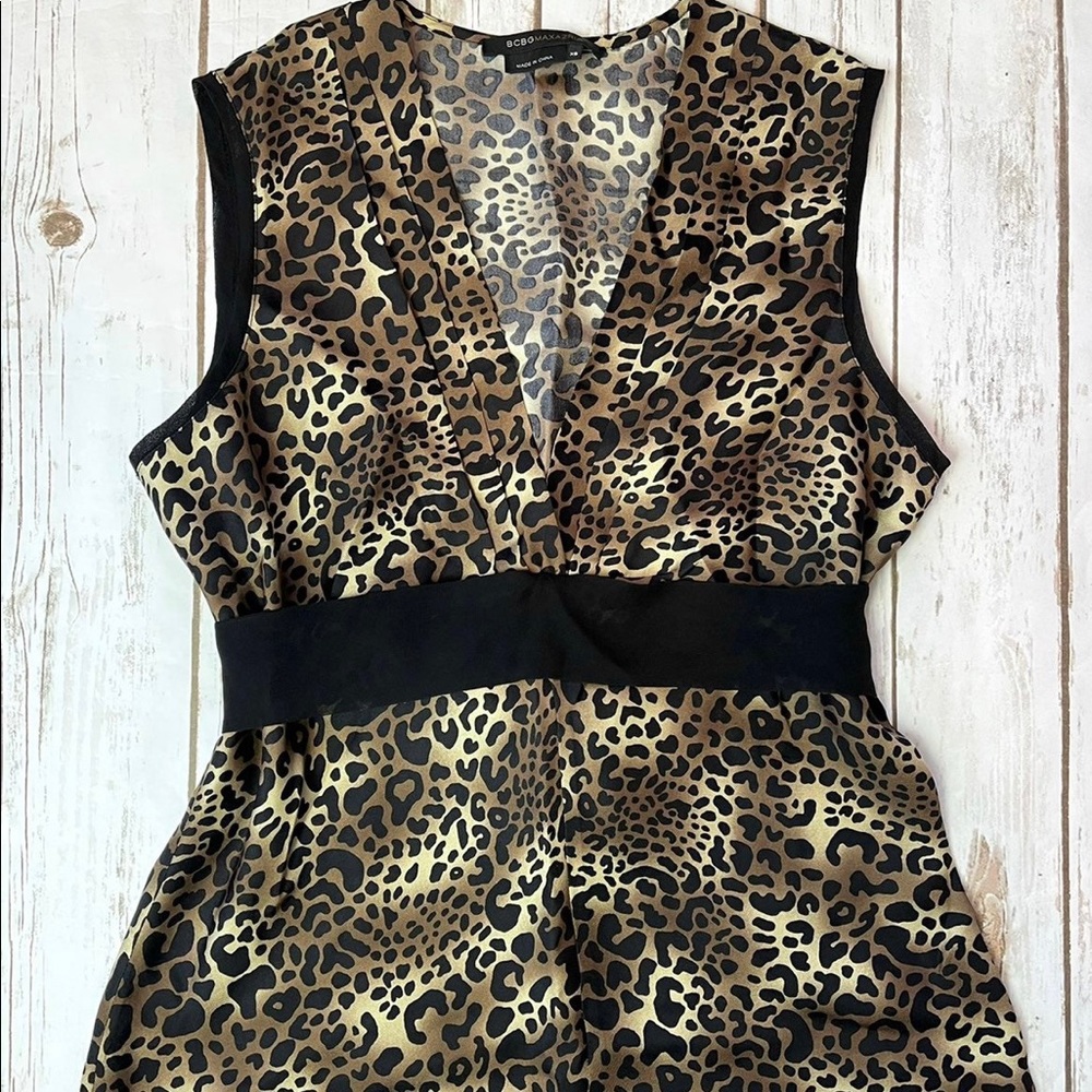 BCBG Max Azria Leopard Sleeveless Tank Top Size XS EEUC